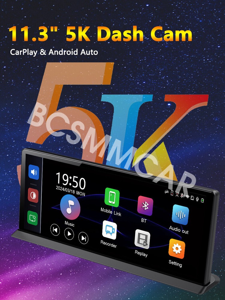 Touch Screen Dash Cam Car DVR Front Rear Cam Night Vision G-sensor Mirror Link