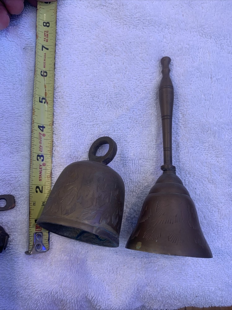 Vintage Solid Brass Hand Bells - Both Handle & Bell made of Brass