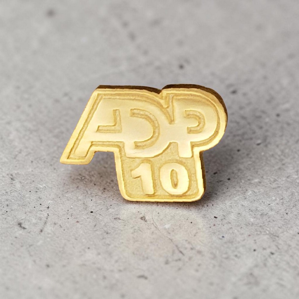 ADP 10 Year Service Award Lapel Pin Automatic Data Processing Gold Tone