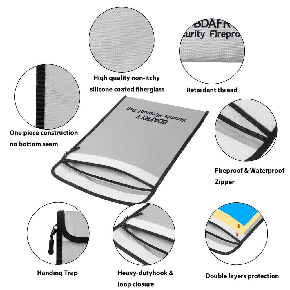 Fireproof Waterproof Document and Money Storage Bag - 3 Pack