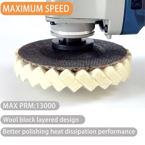 Pcs Wool Polishing Wheel and Compound Set Includes 5 Pcs Wool Felt Flap 8