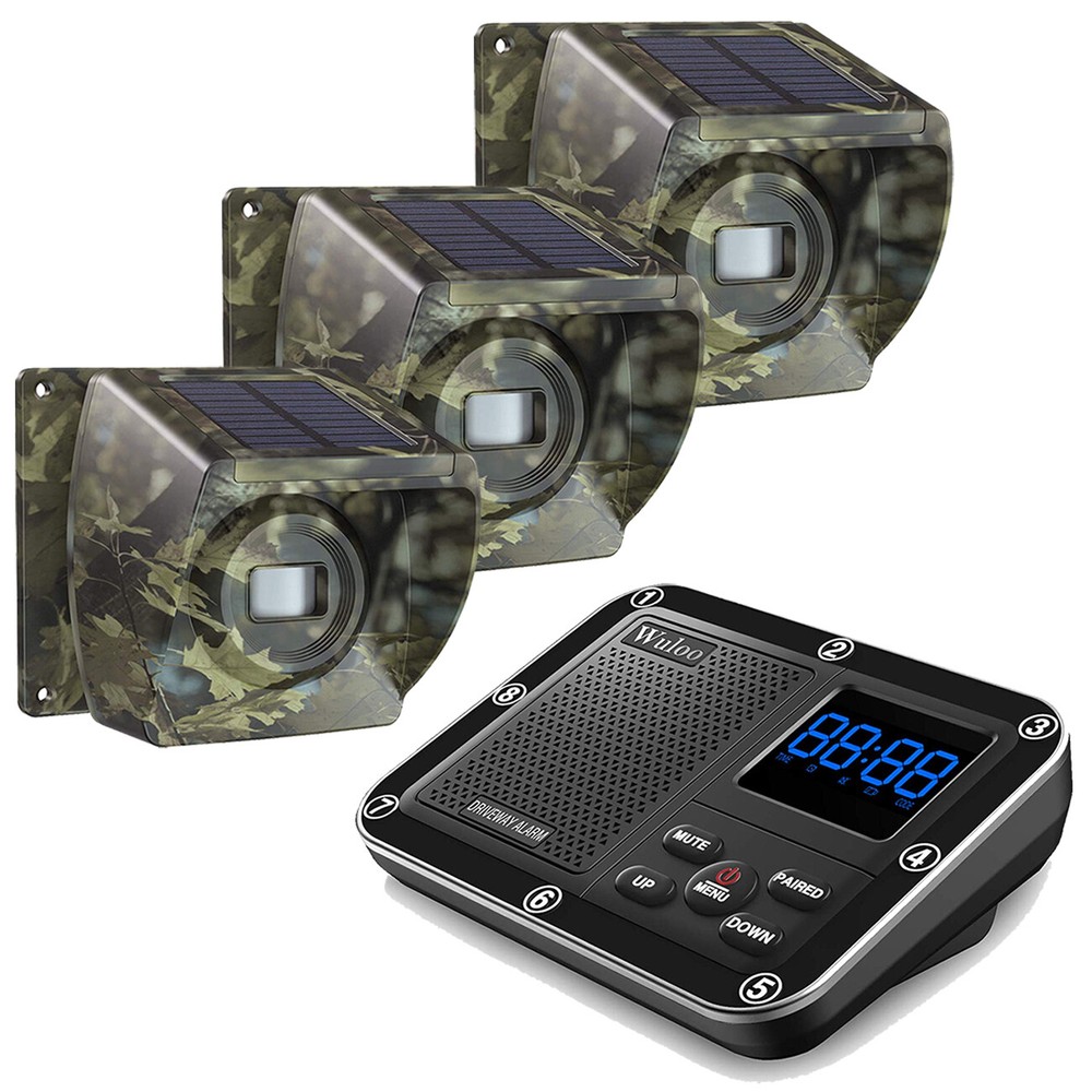 Solar Driveway Alarms Wireless Motion Sensor System 1800ft Long Range Waterproof