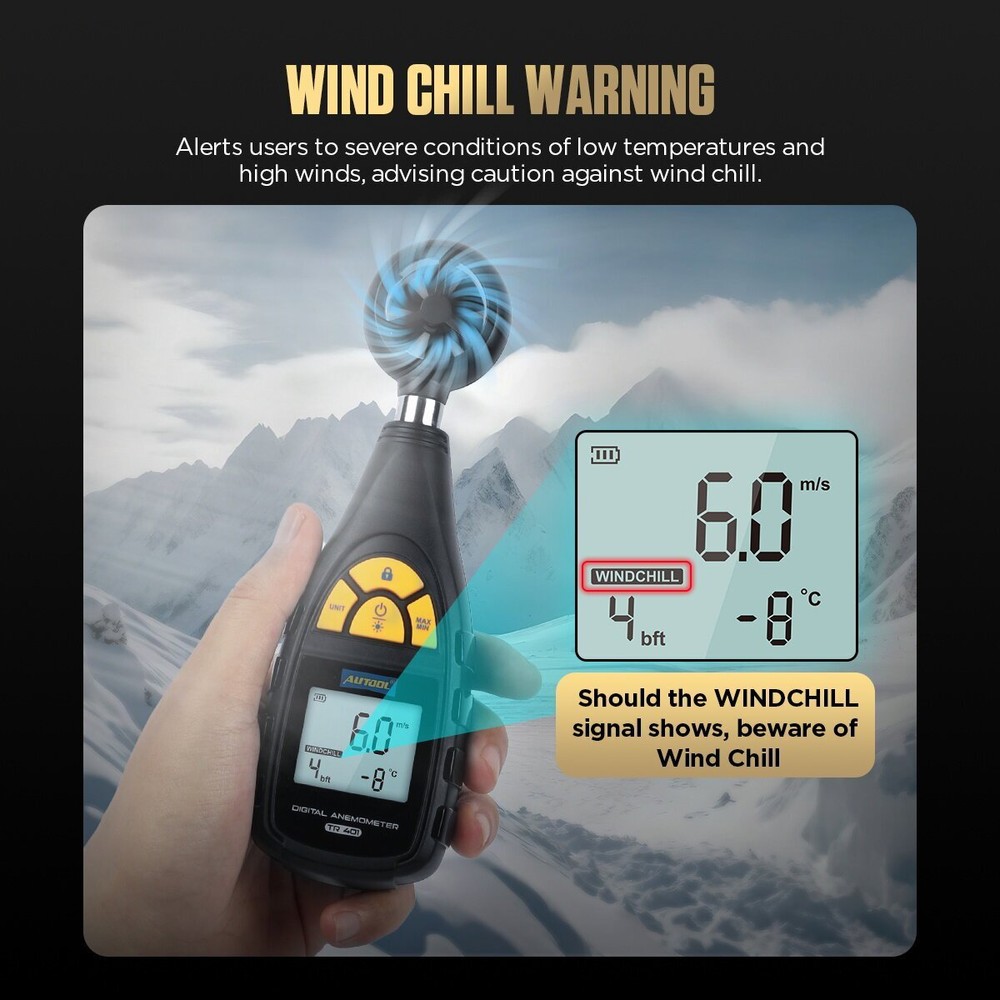 Handheld Digital Anemometer Thermometer Wind Speed Temperature Meter LCD Display