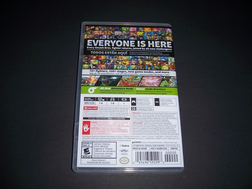 Authentic Box Case ONLY Replacement Nintendo Switch Super Smash Bros. Ultimate