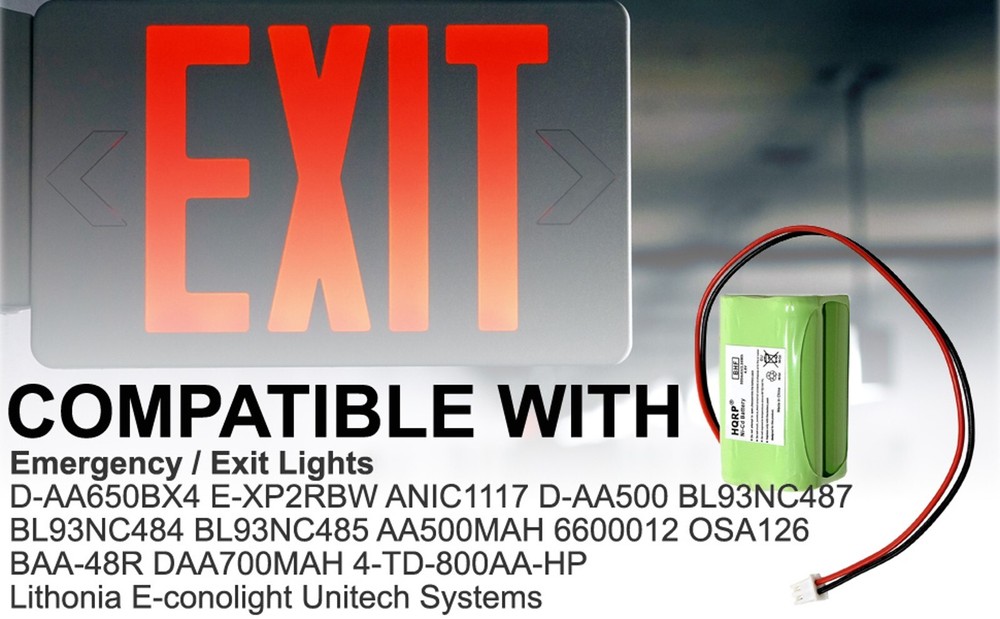 4.8V Backup Battery for LFI Lights Red LED Exit Emergency Sign Light LEDRBBx2