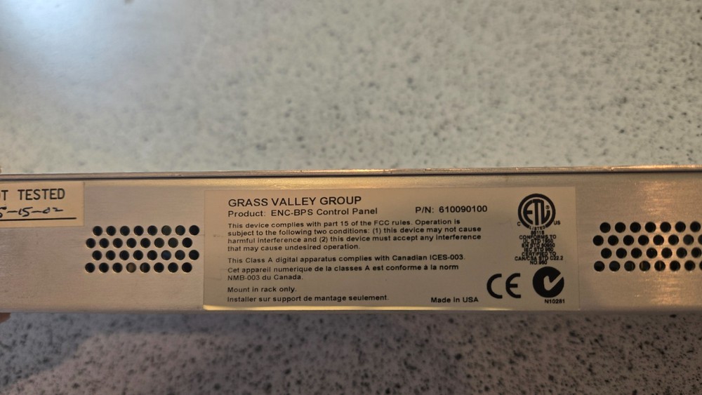 Grass Valley ENCORE BPS Control Panel PN: 610090100 ENC-BPS