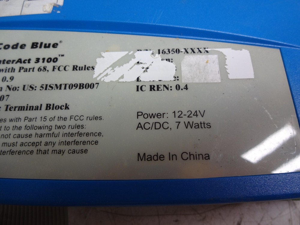 Code Blue InterAct 3100 Voice Intercom 16350-xxxx