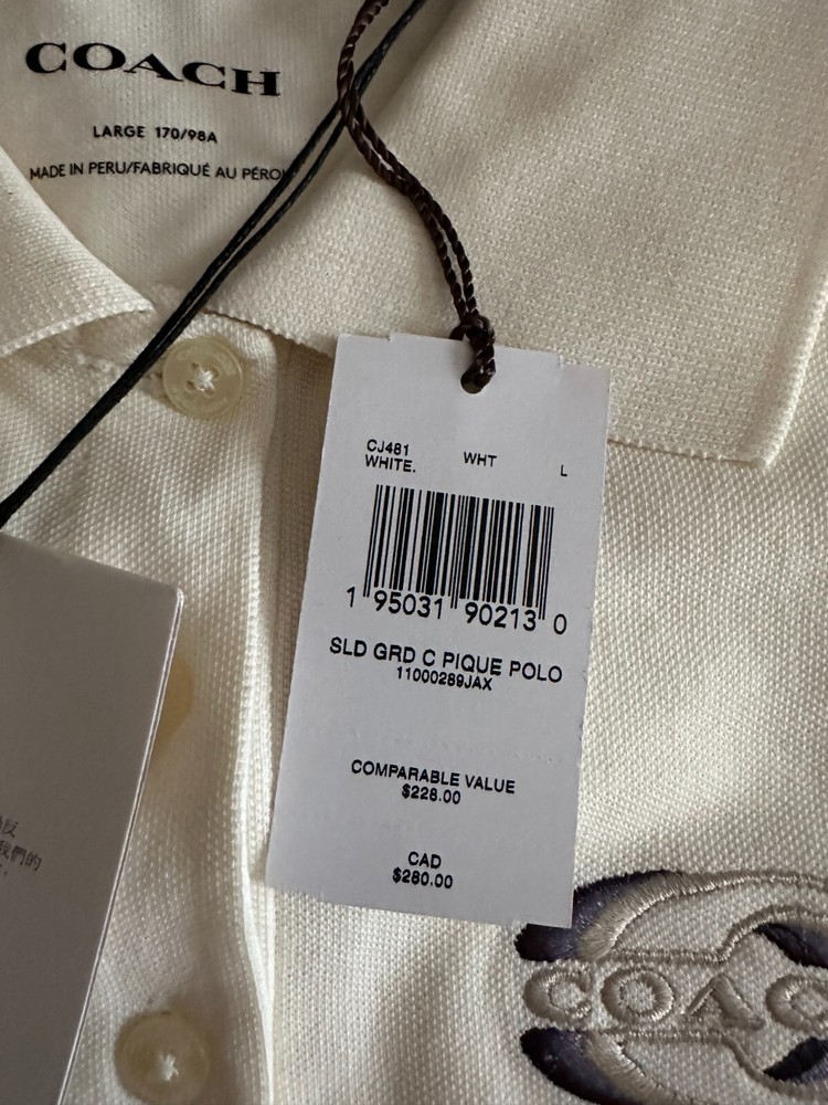 BN COACH Solid Gradient Pique Polo Cotton Shirt L