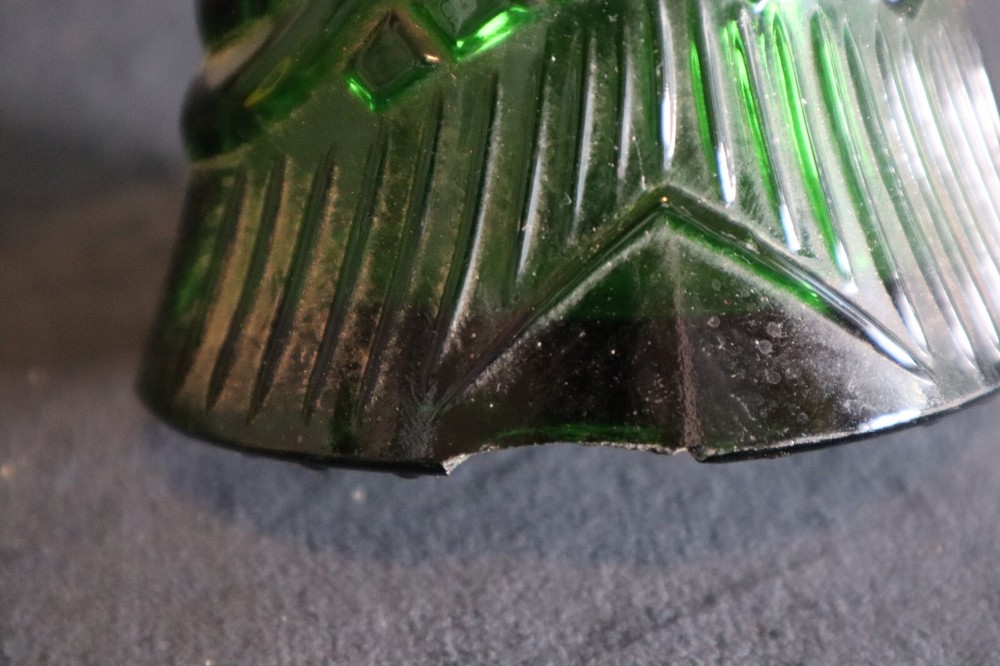 Vintage Fish Shaped Bottle 13" Dark Green - Chip