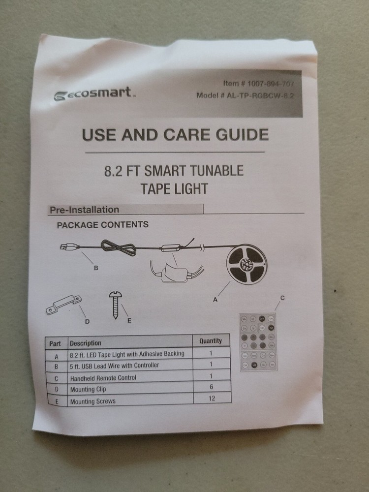 ECOSMART USB Powered TunableTape Light 1007894707