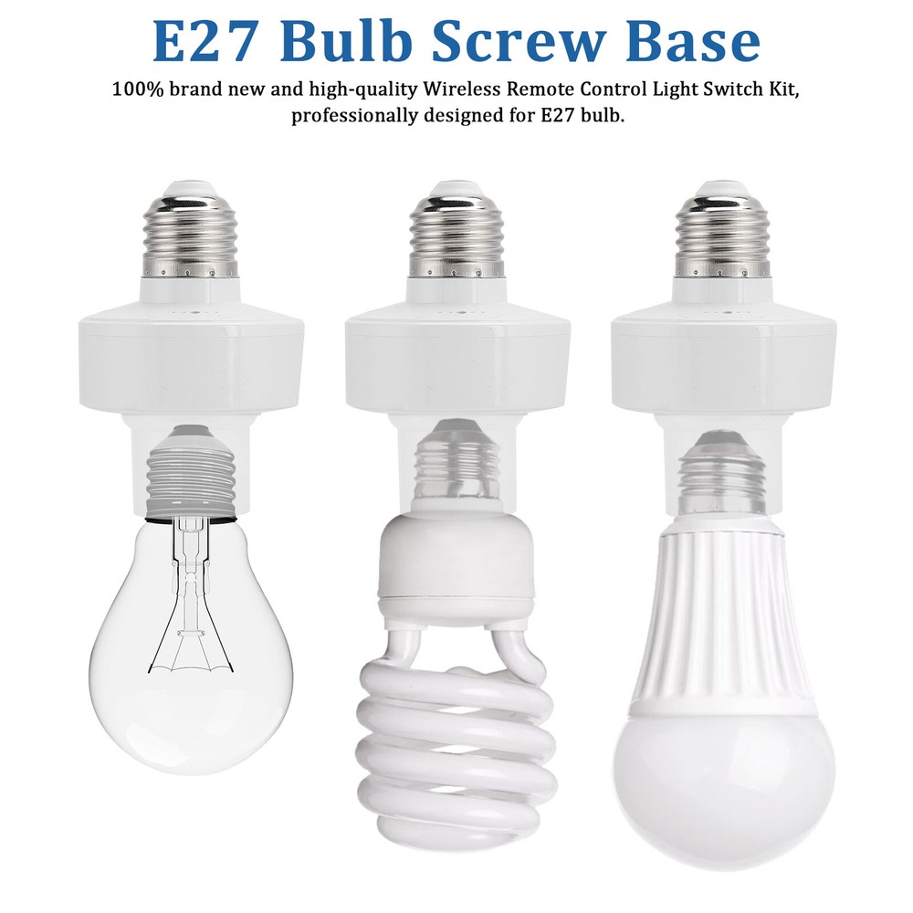 Wireless Remote Control Light Lamp E27 Screw Bulb Base Holder Cap Socket Switch