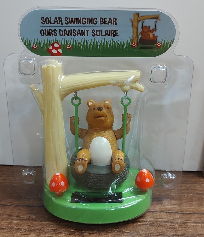 Solar Dashboard Windowsill Desktop Happy Swinging Bear Bobble Dancer 2016 D3