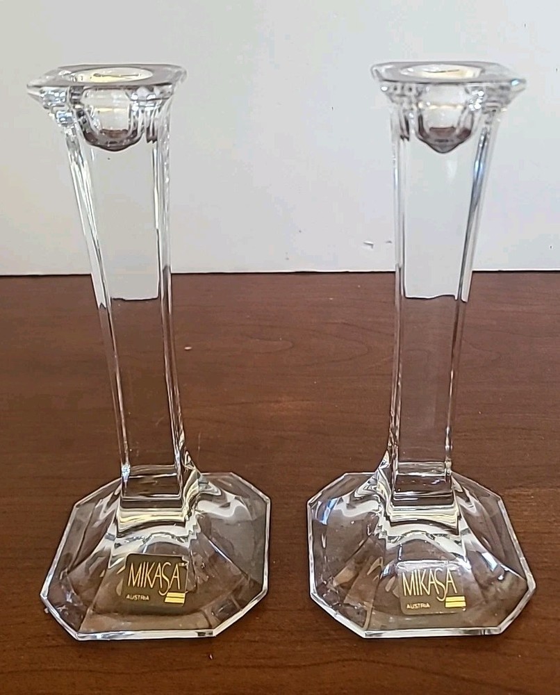 Mikasa 7" Pillar-Style Crystal Candlesticks