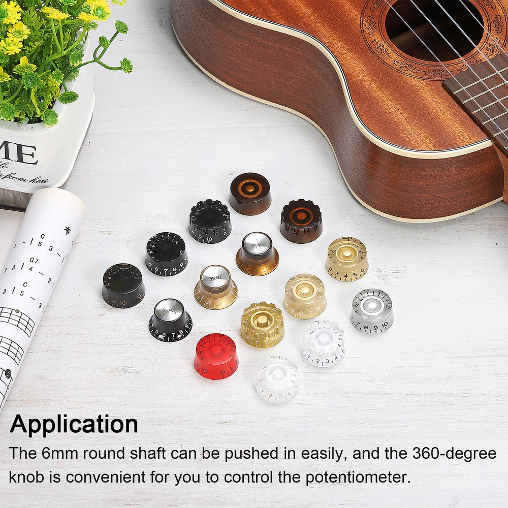 Notched Speed Knobs Speed Volume Tone Control Knobs White 4Pcs