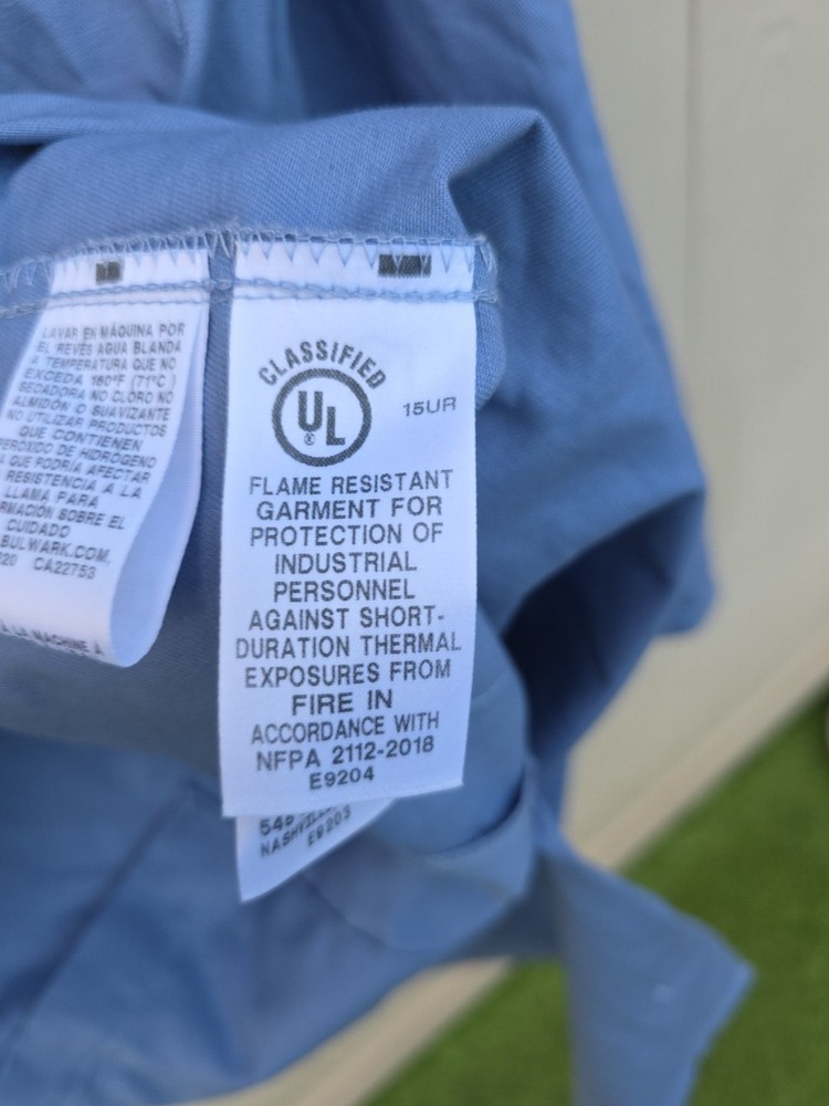 Bulwark FR Concealed Snap-Front Lab Coat Flame Resistant Light Blue XXL-REGULAR