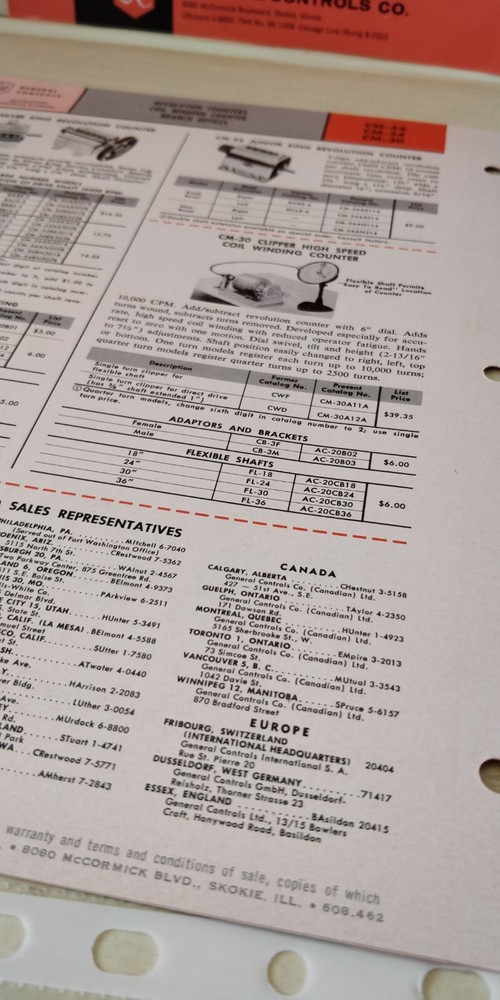 1960 General controls Co ~ Counting Instruments ~ Condensed Catalog & Price List
