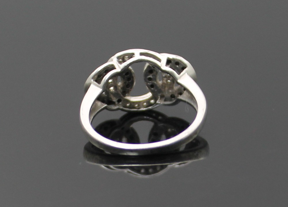 JWBR SPARKLING GENUINE BLACK AND WHITE DIAMONDS STERLING SILVER RING SIZE 7