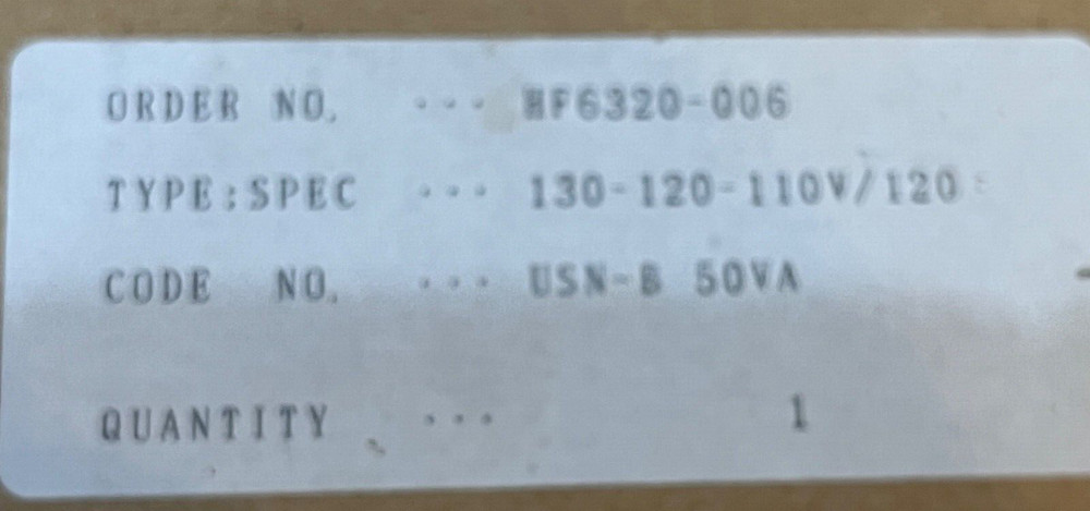 Yaskawa HF6320-006 Transformer, Power