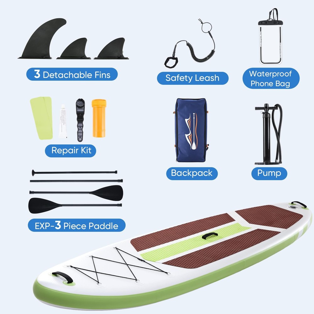 Inflatable Stand Up Paddle Board with Premium SUP Paddleboard Accessories,2-i...