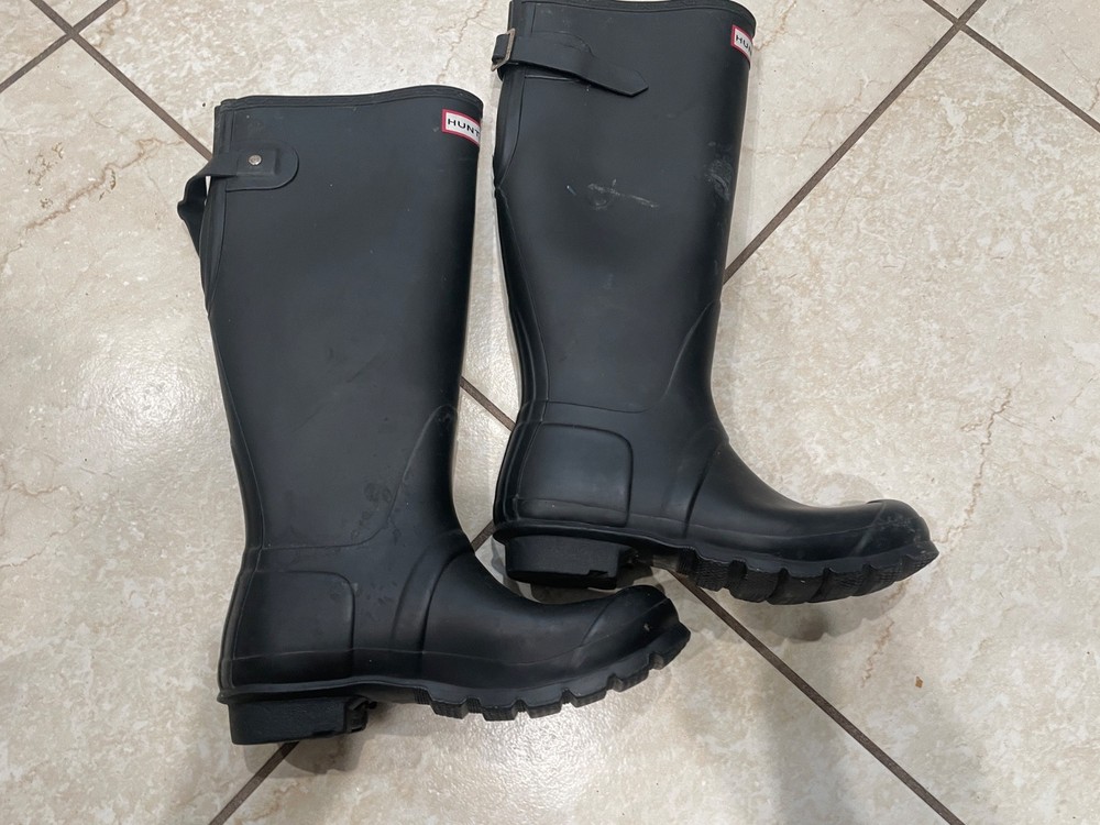 HUNTER WOMEN'S ORIGINAL TALL RAIN BOOT BLACK SIZE 6