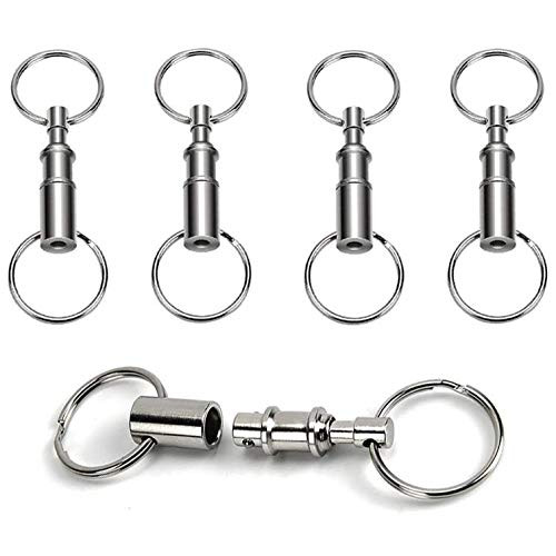 4 Pack Quick Release Detachable Pull Apart Keychain For unisex-adult, Silver