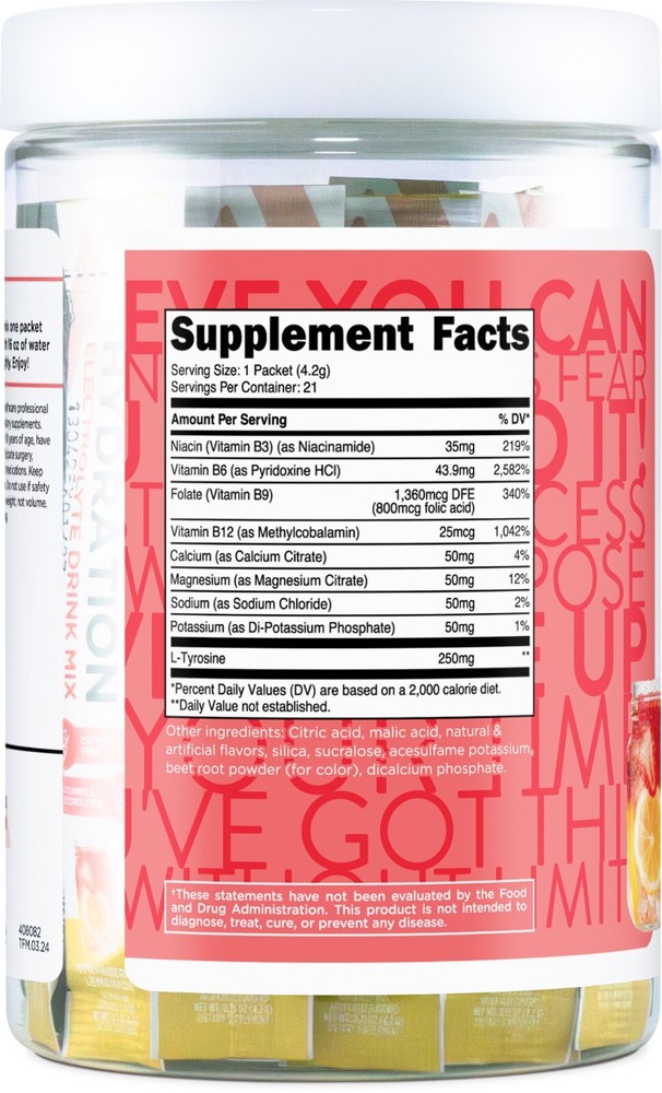 TransformHQ Hydration Electrolyte Drink Mix (Strawberry Lemonade) 21 Packets