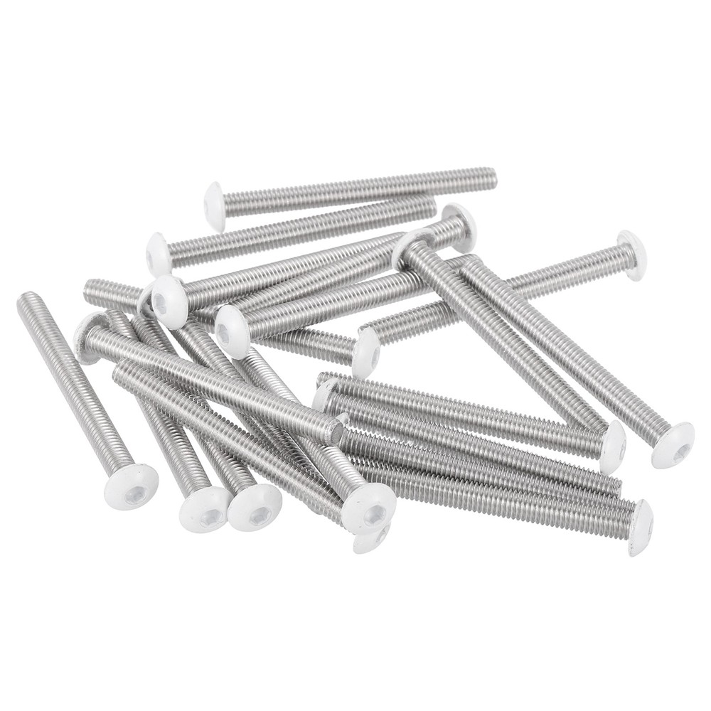 20 Pcs M5-0.8 x 50mm Button Head Socket Cap Screw Machine Screw, White