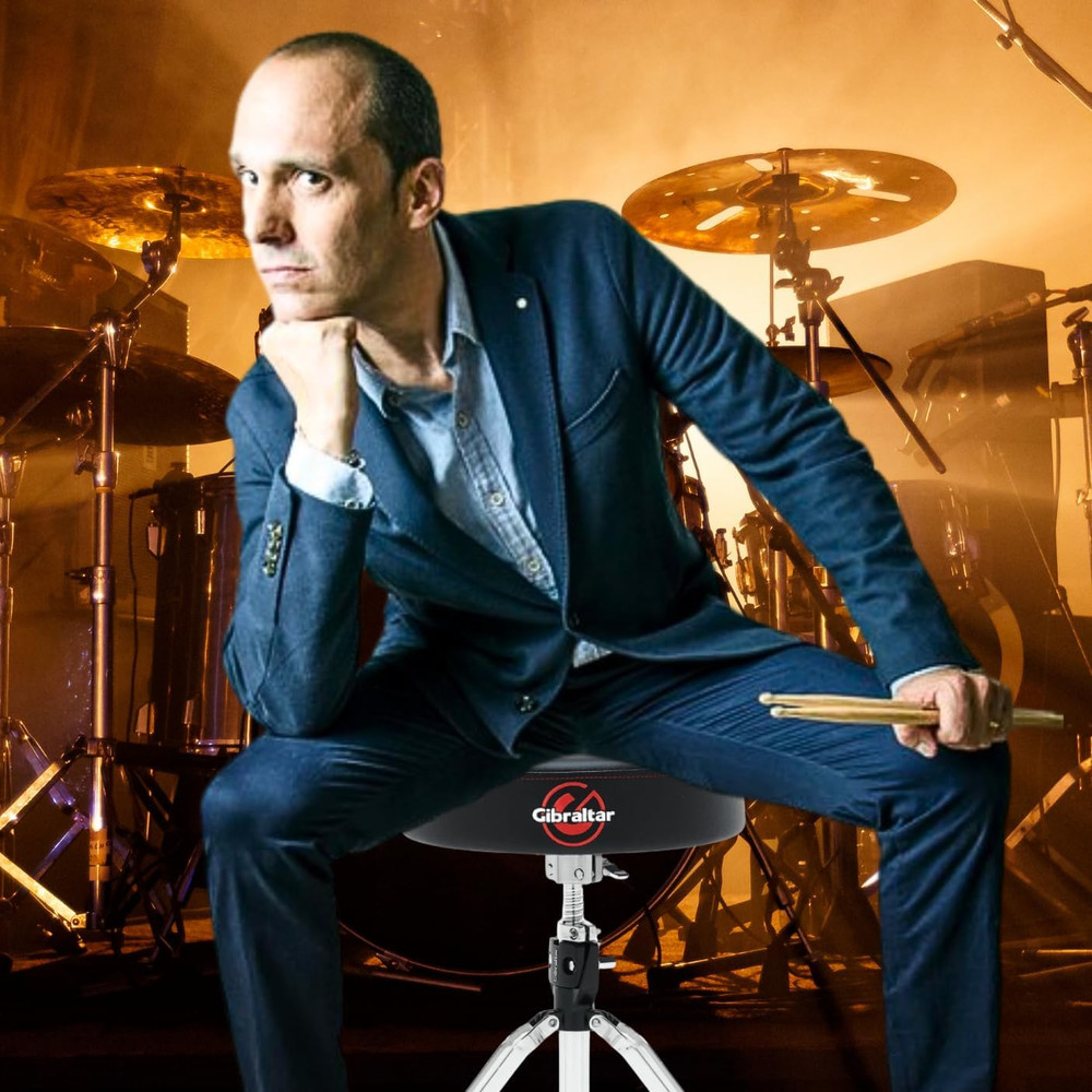 Drum Throne with Adjustable Height, round Seat, Double-Braced Stool, Comfortable