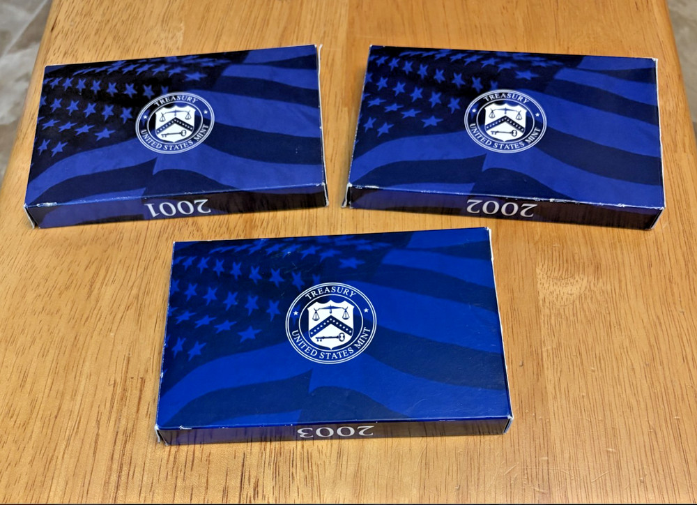 US Mint Proof Sets 2001 2002 2003 Original Boxes COA *2 Proof Sets Per Box