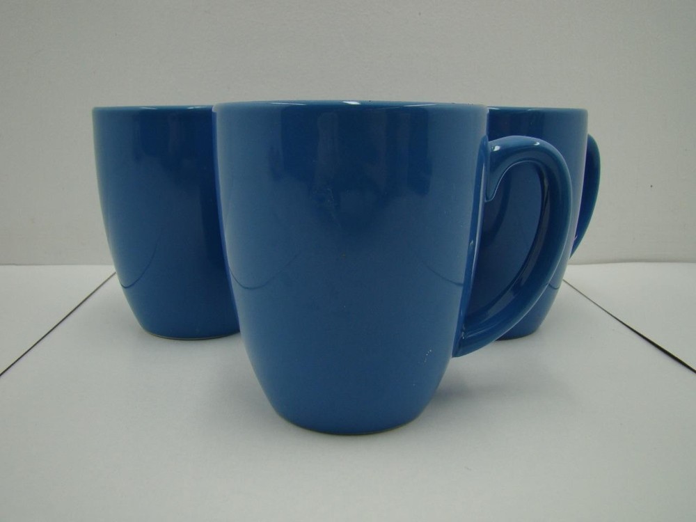 3 Corelle Medium Blue Stoneware Mugs