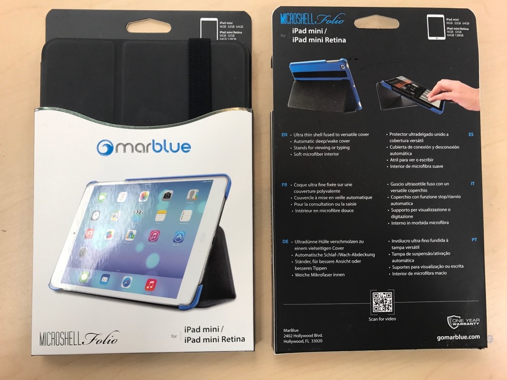 MarBlue MicroShell Folio Stand Case for iPad Mini 1,2,3 Retina Black  Sleep/Wake