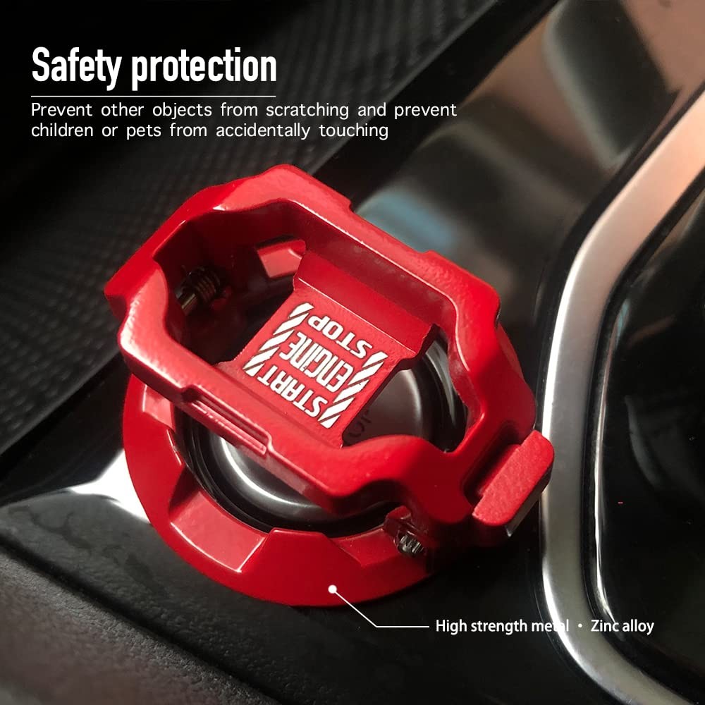 Red Push Start Button Cover for Car - Engine Stop Protector Accessory Push