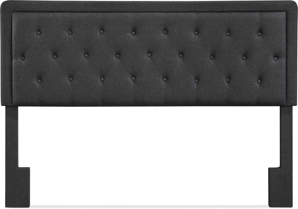 Charcoal Grey King Size Tufted Headboard with Adjustable Height and Soft Fabric