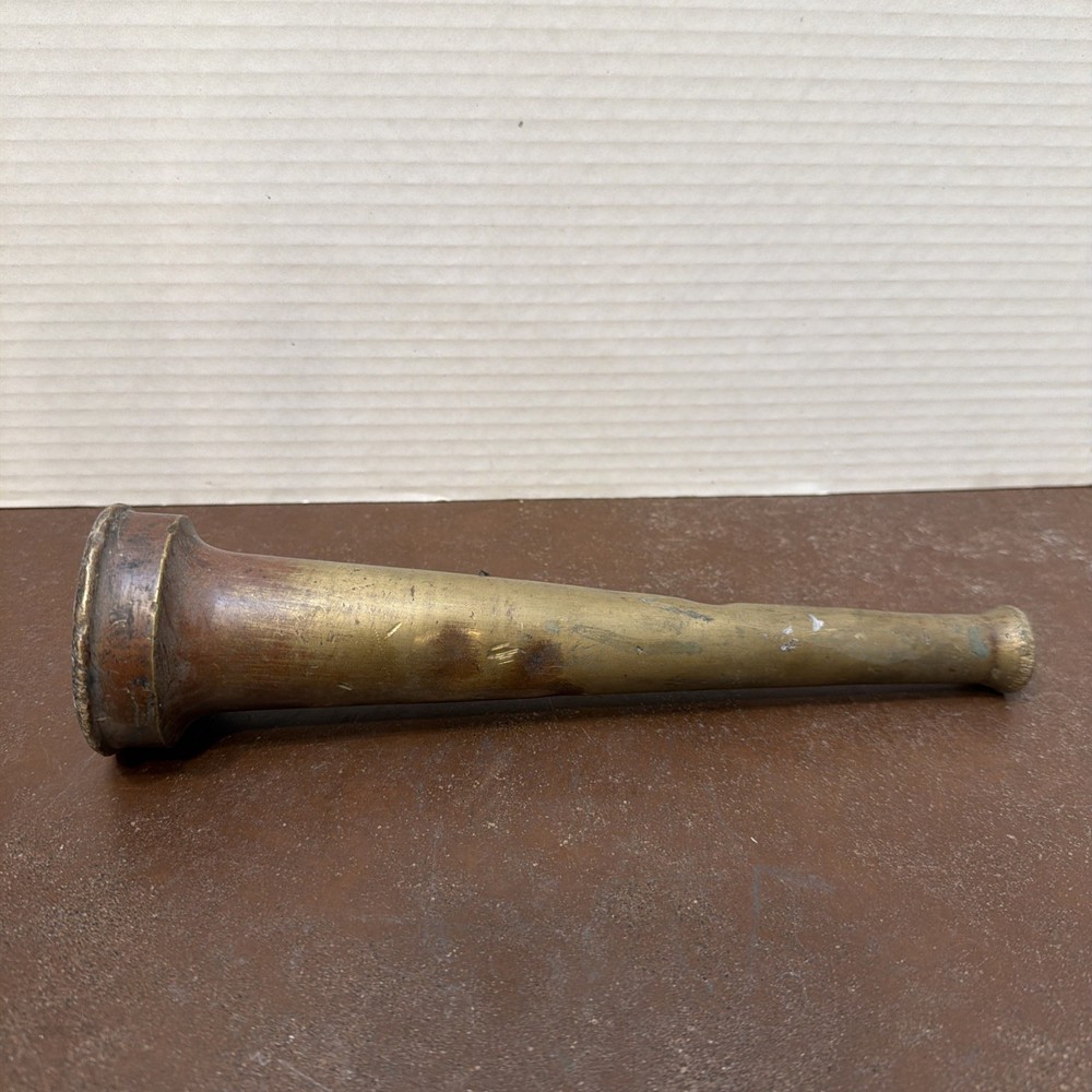 Vintage Solid Brass Fire Hose tapered Nozzle 10” with 2 “ threaded end