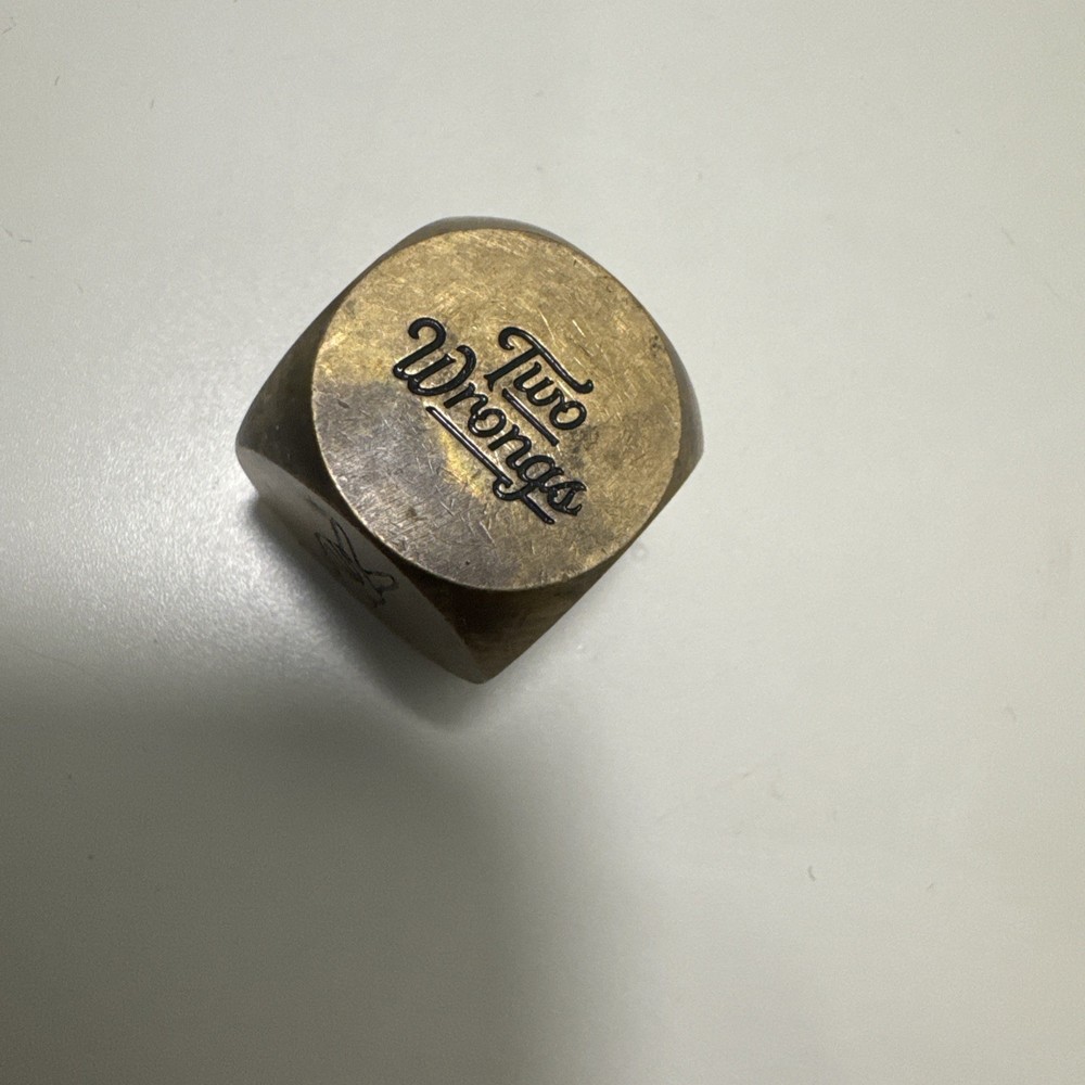 Two Wrongs Heavy Solid Brass Dice Pair Designer Decorative Cubes