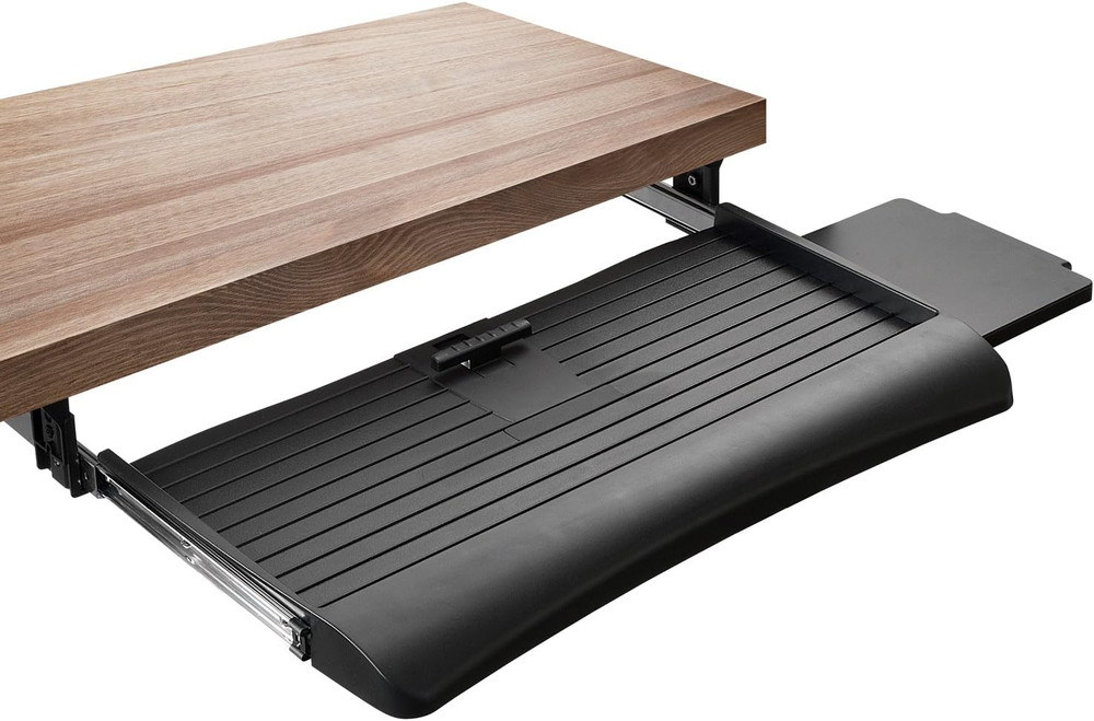 Mount-It! Keyboard Tray under Desk with Adjustable Mouse Platform – Easy-Glide S