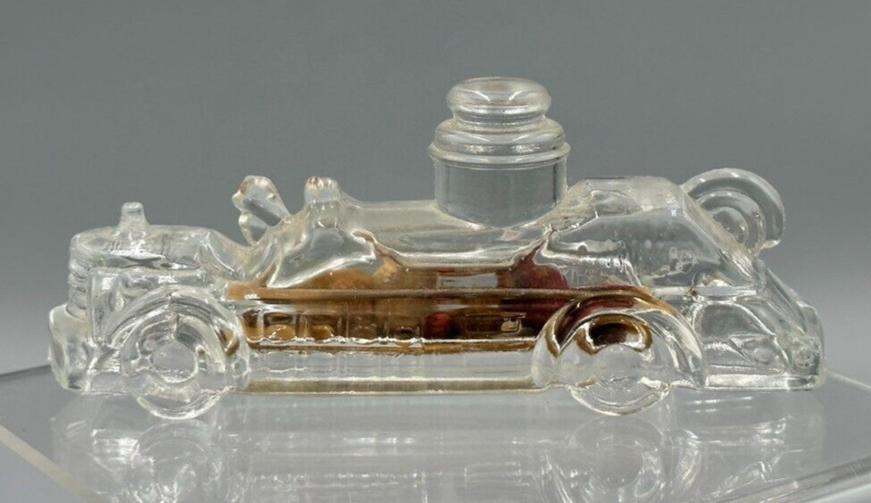 1940s Sealed FIRE ENGINE Miniature VICTORY Glass CANDY CONTAINER Vintage E&A 213
