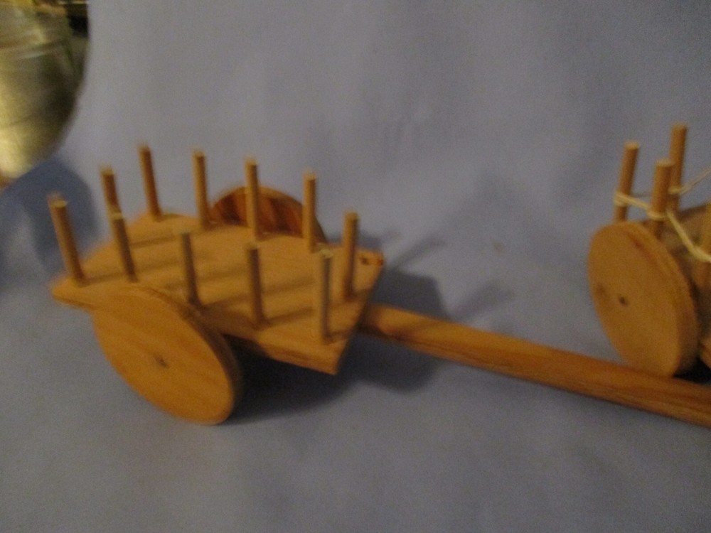 TC- Folk Art Vintage Pull Cart Wagon Wooden