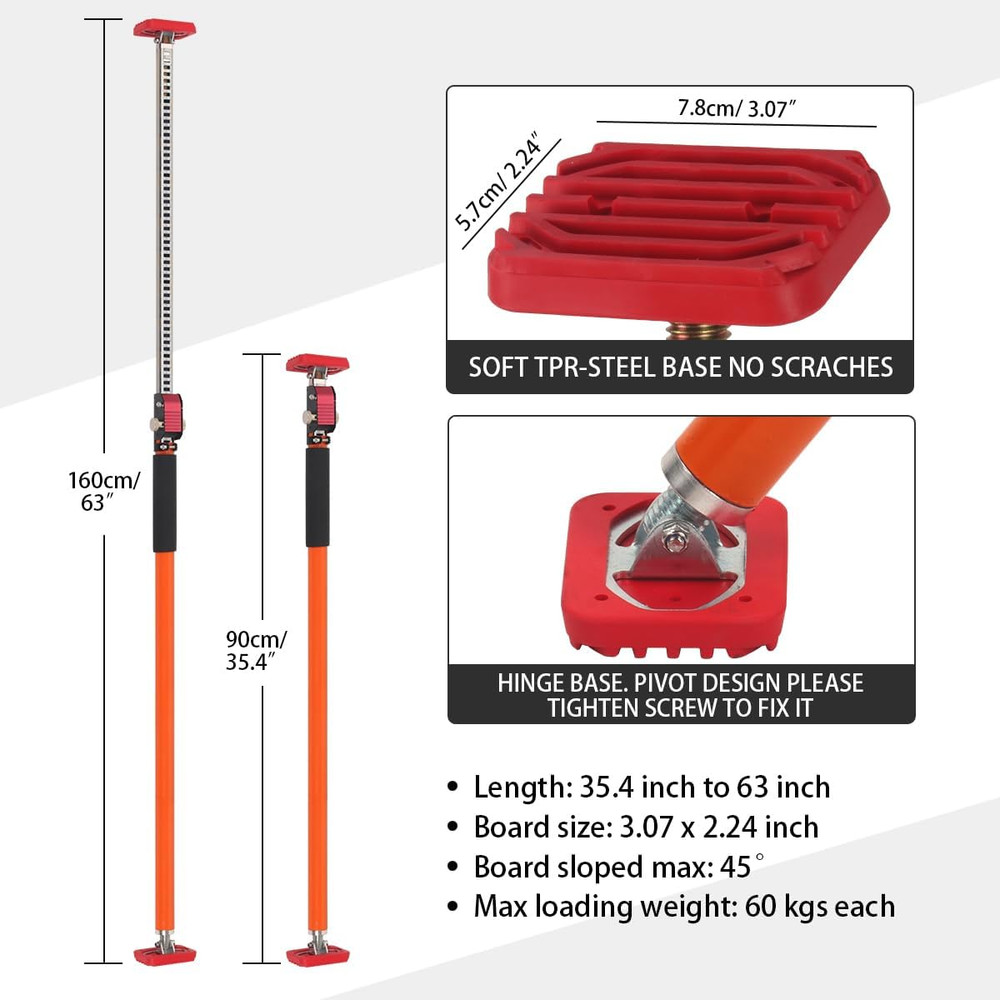 Heavy-Duty Telescopic Support Poles 35-63" - 154 Lbs Capacity, 2 Pack