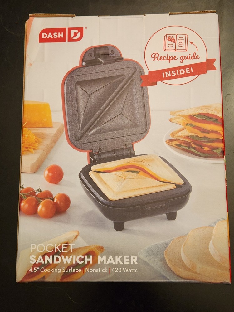 Dash Pocket Sandwich Maker 4.5" Nonstick 420 Watts Red