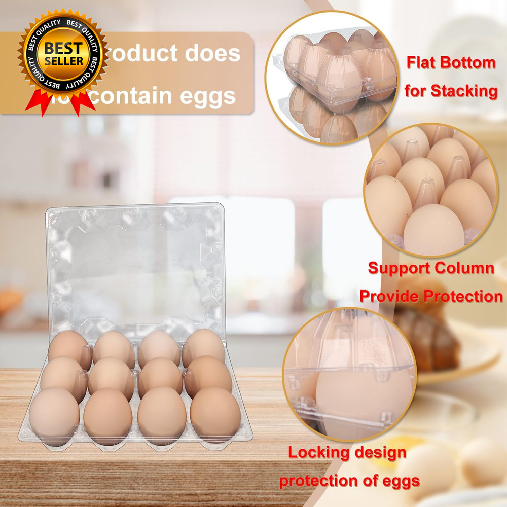 100 Pack Bulk Egg Cartons Clear Plastic Chicken Egg Holders Egg Tray Carton