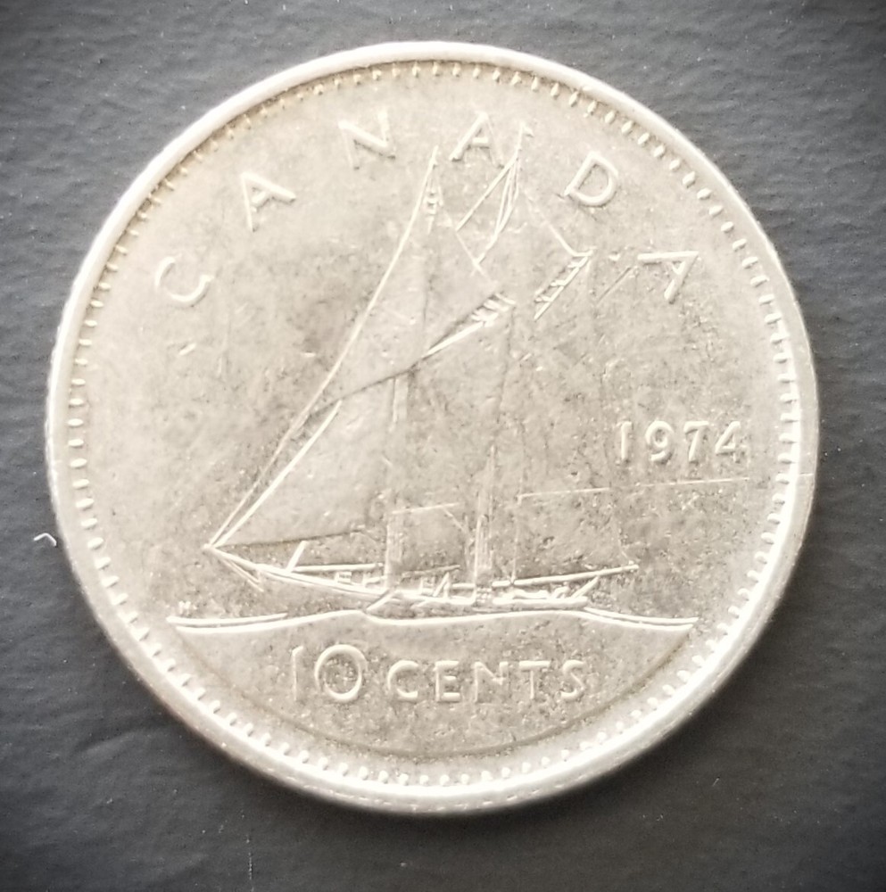 Canada 1974~ 10 Cent Coin / Dime ~ Elizabeth II ~ KM# 77.1