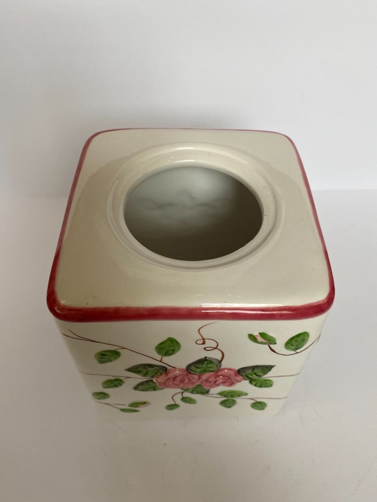 "Roses" Ceramic Tissue Box Cover