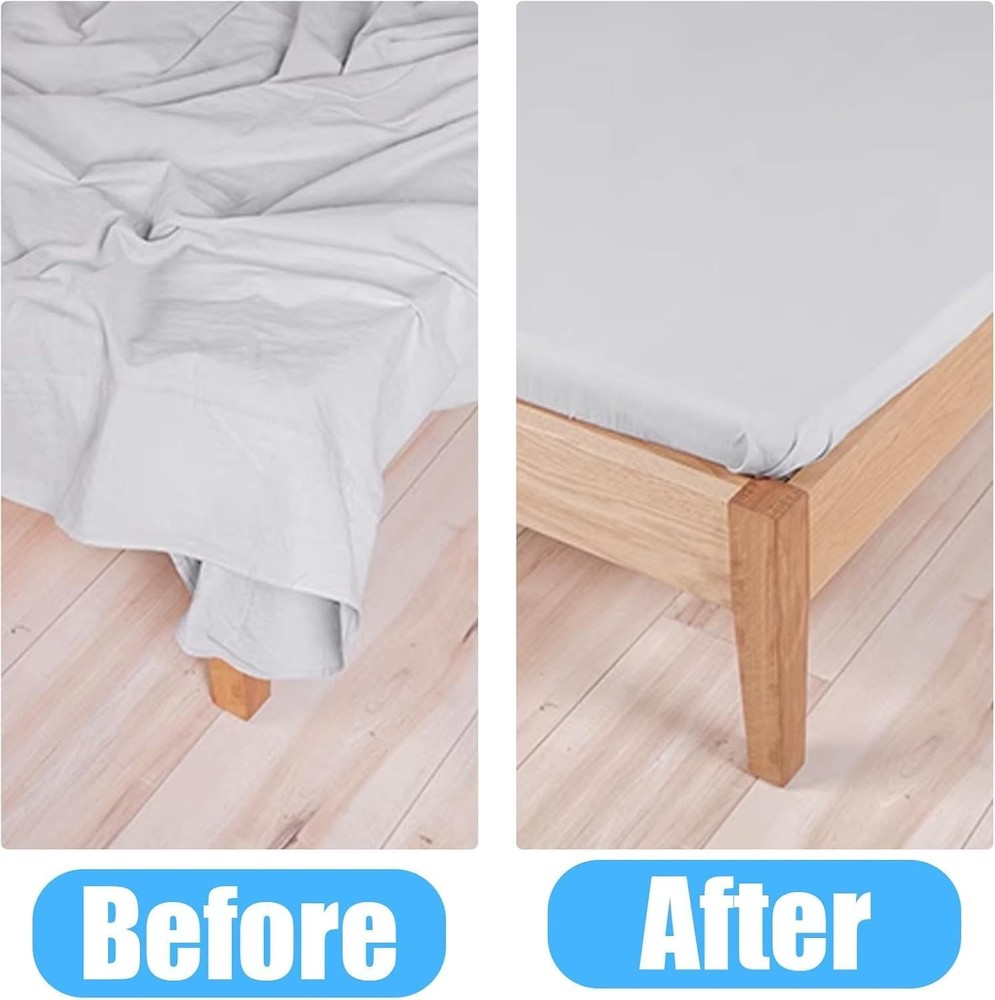 8 White Adjustable Bed Sheet Straps Holder Anchors Clips Fitted Sheets Keepers