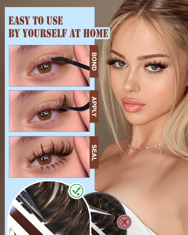 Brown Lash Clusters With Spikes Bottom Eyelash Wispy Cluster