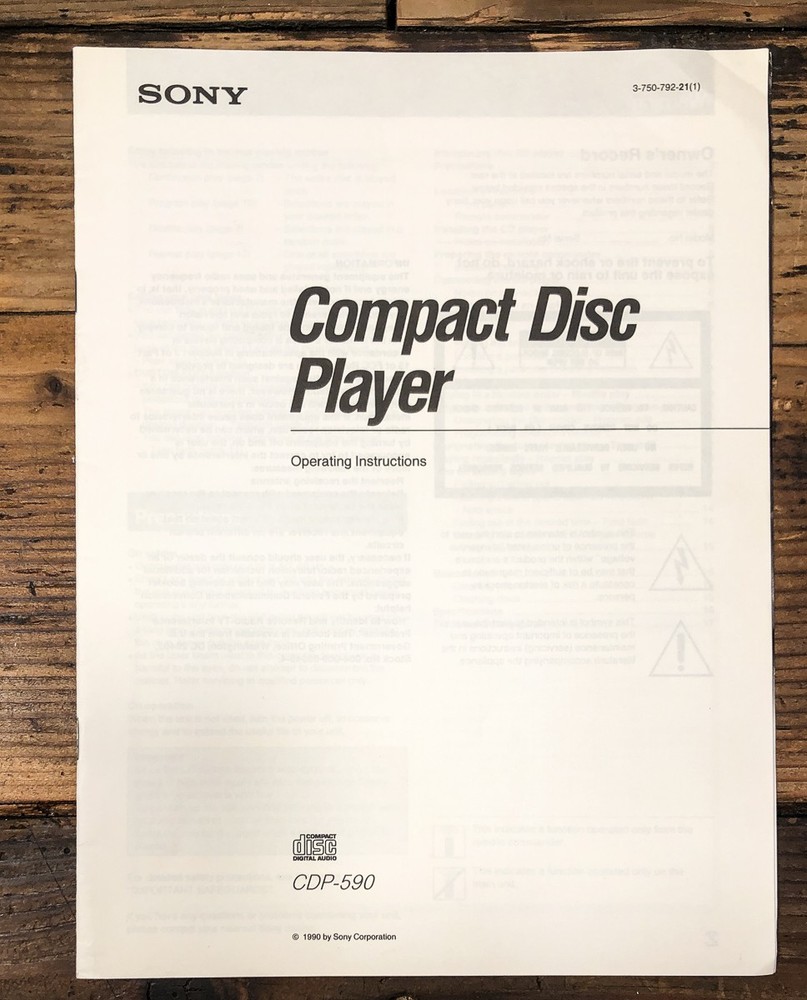 Sony CDP-590 CD Player Owners / User Manual *Original*