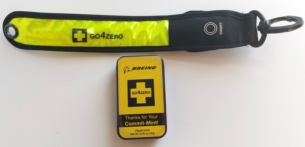 Boeing GO4ZERO Reflective Safety Band & Commit-Mint Peppermints Collectible Lot