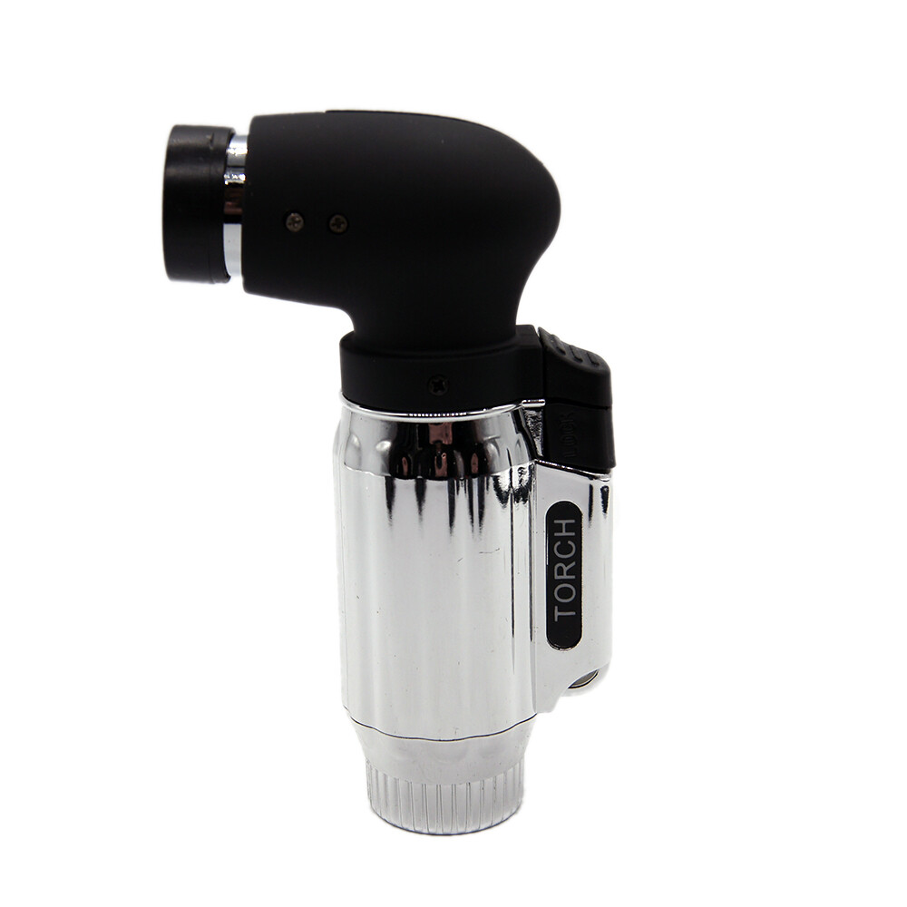 5 Quad Jet Torch Shinny Metal Lighter Safety Lock Adjustable Flame Refillable