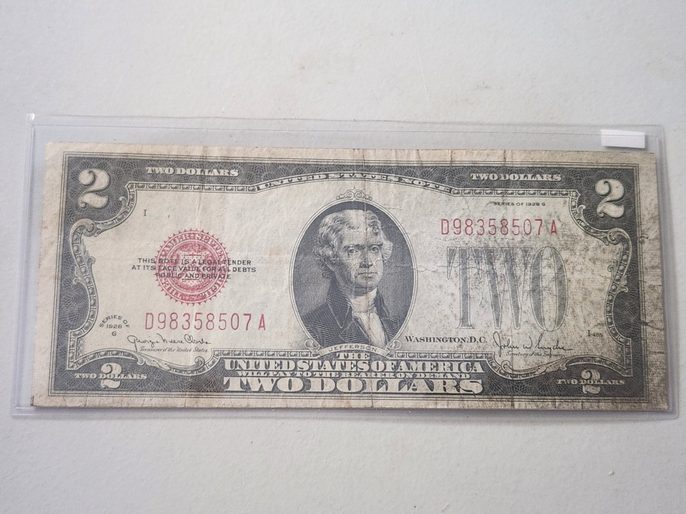 1928-g $2 two dollar U.S. Note red seal