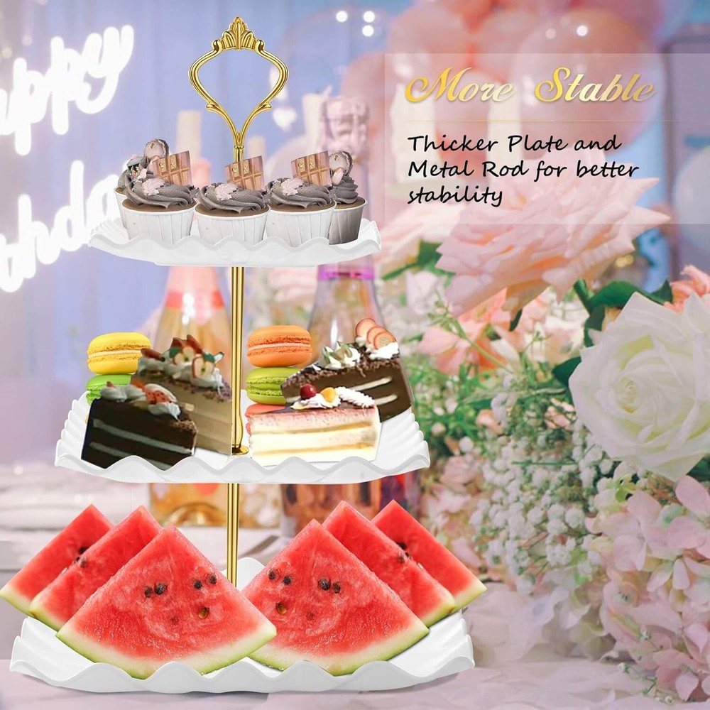 Versatile Plastic Cupcake Holder - 3 Tier Cake Stand for Birthdays & Teas